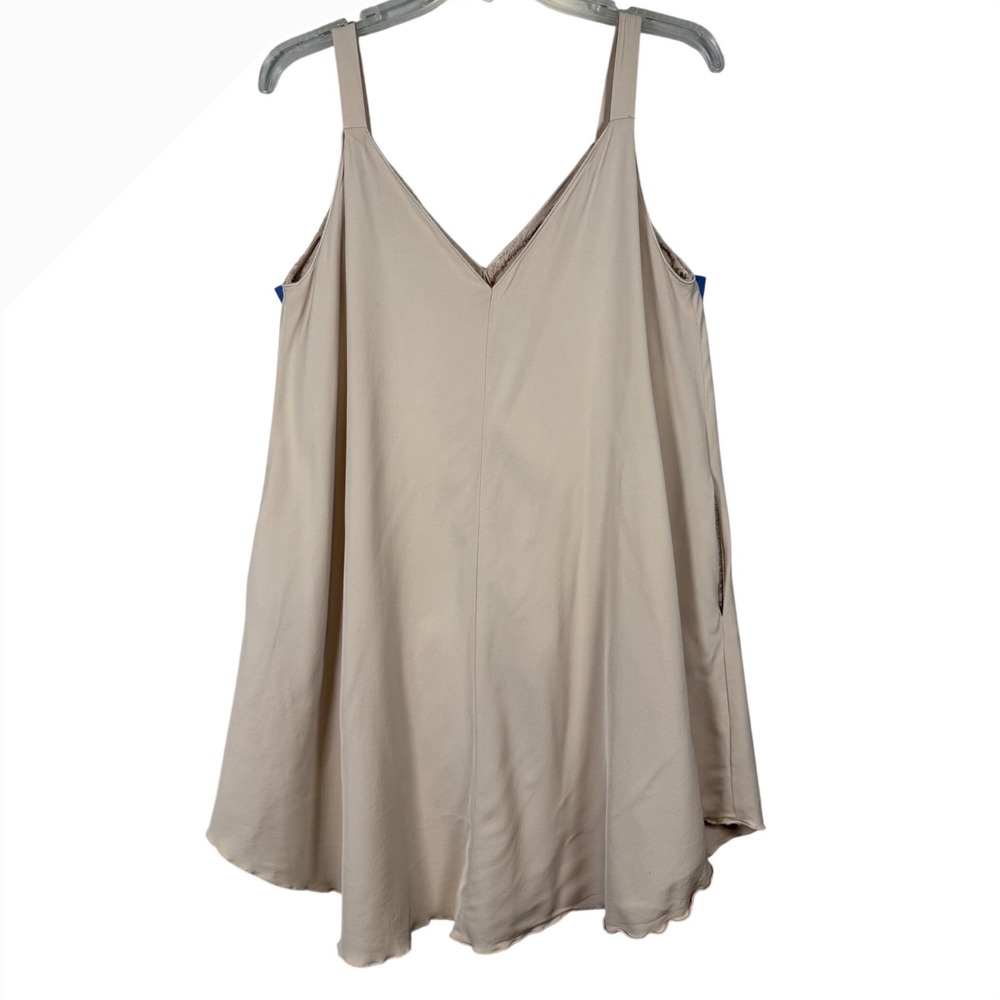 Wilfred Le Fou Aritzia Beige V-Neck Dress XS Italian Fabric Sleeveless Pockets